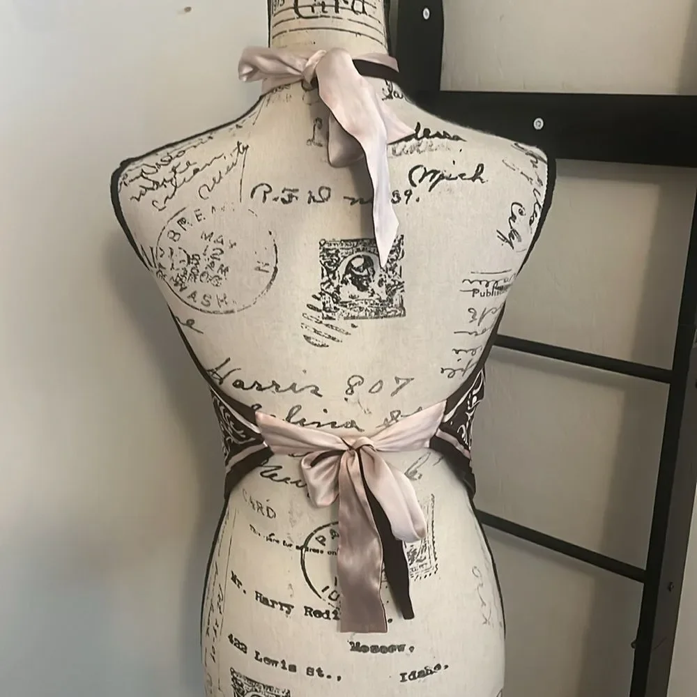 SOLD Vintage Y2K Bebe Silk Blend Multi Color Reversible Halter Handkerchief Top - Picture 11 of 11